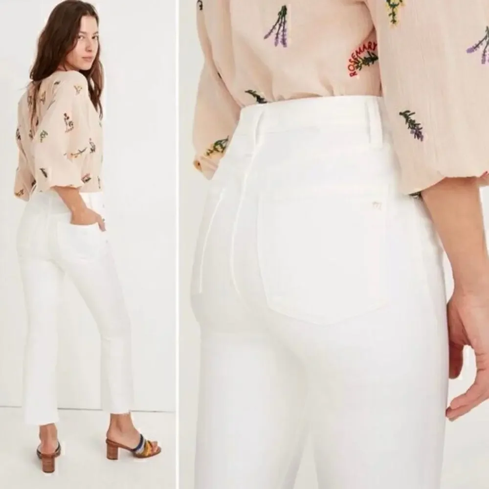 Madewell Cali Demi-Boot Jeans in Pure White w/ Raw-Hem size 28